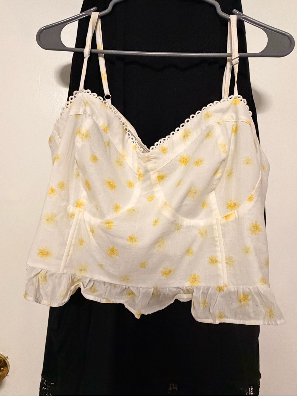 Forever 21 White Camisole with Yellow Floral Print